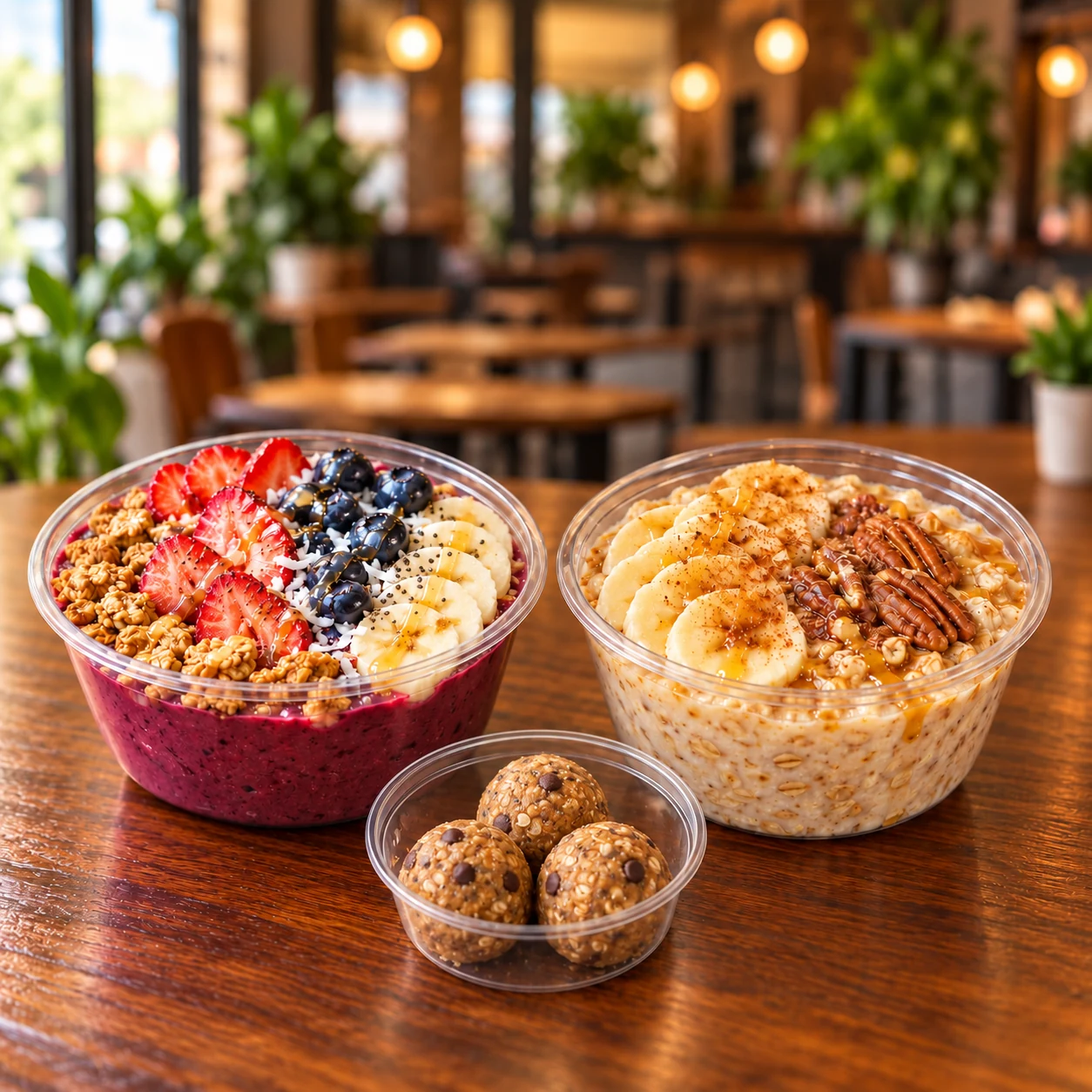 Hype açaí bowl, oat bowl and protein bites