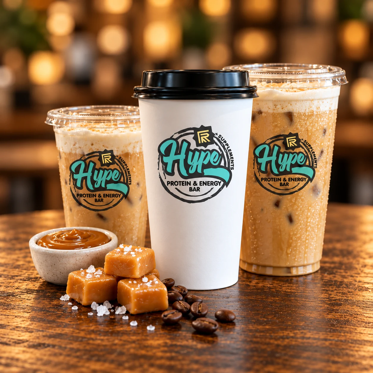 Hot and iced Hype protein coffee drinks