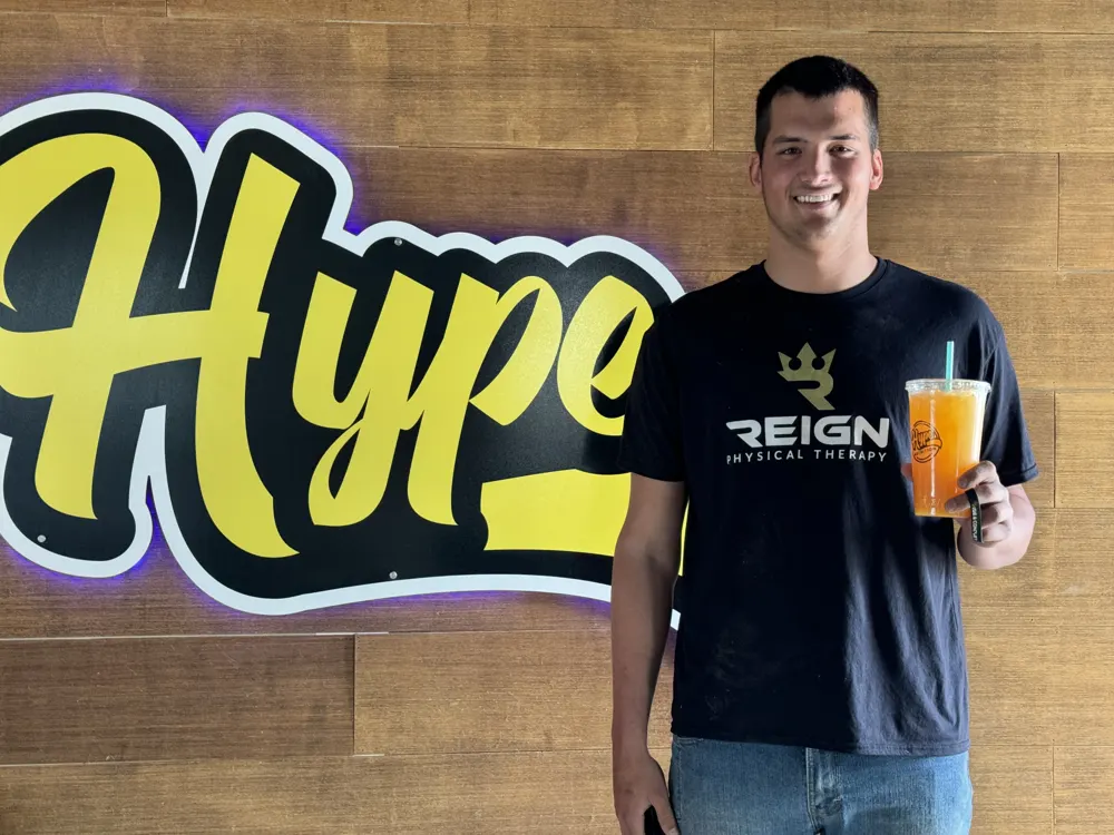 A customer with his Hype drink