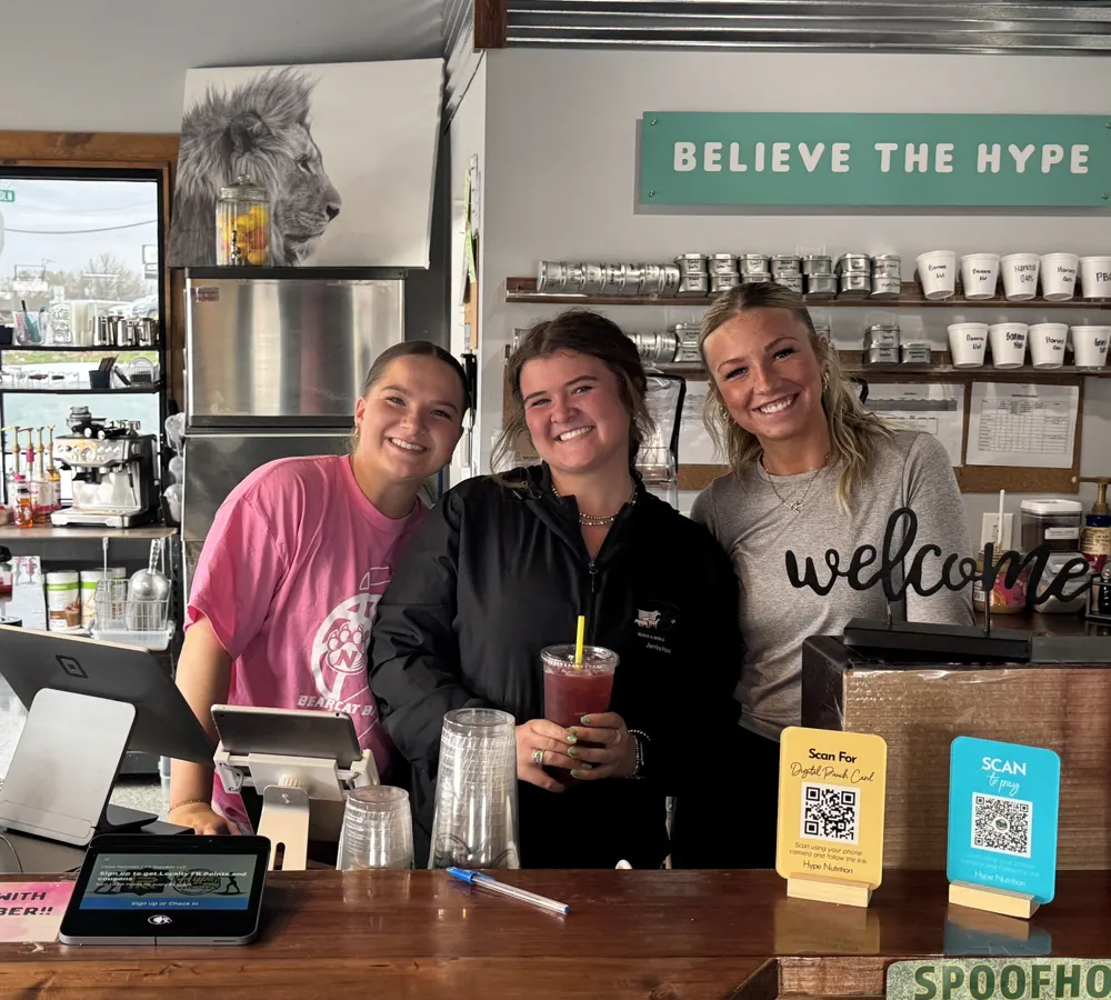 Hype crew behind the counter
