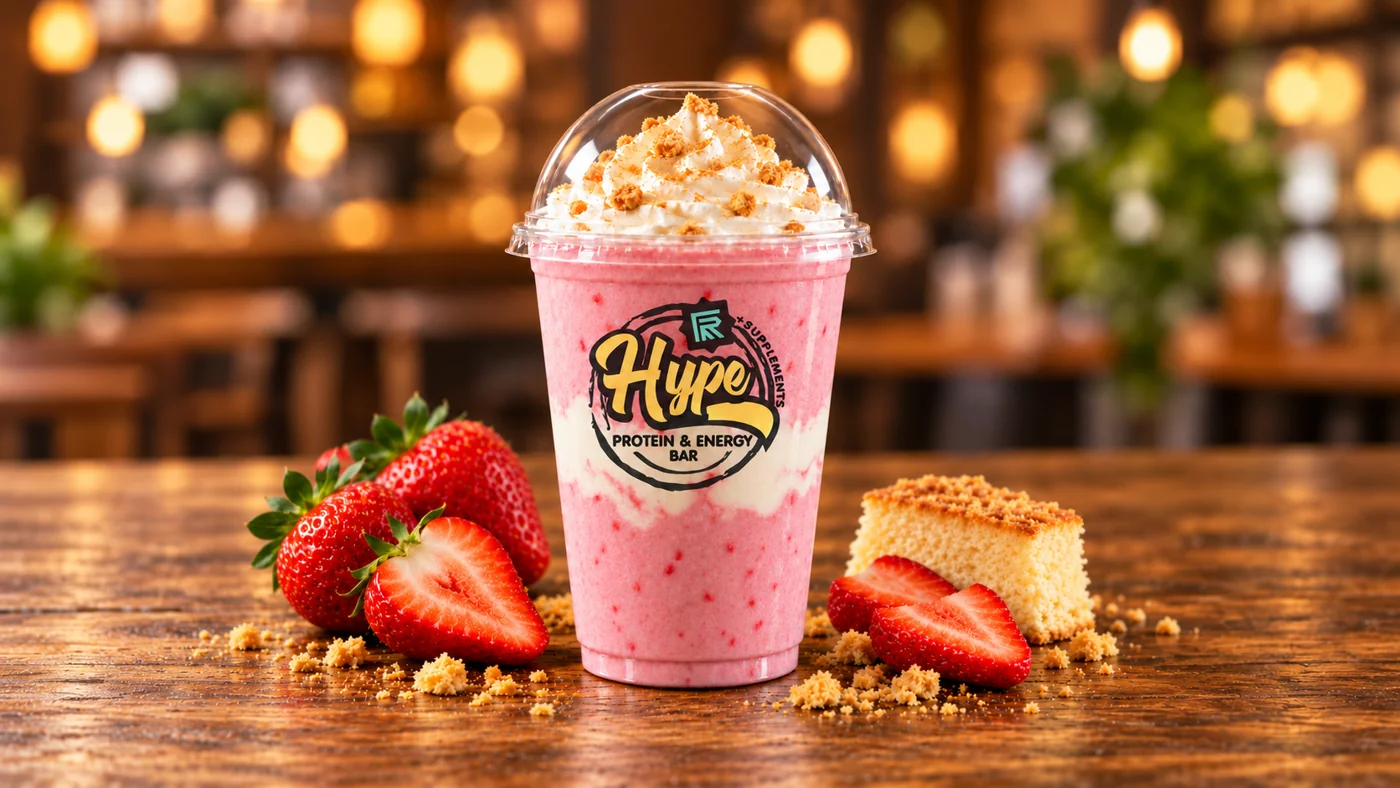 Hype protein shake with strawberries